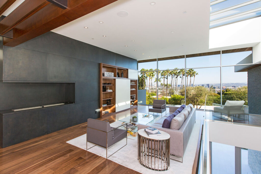 Modern-Fireplace-Lving-Room-Magnificent-Modern-Home-on-Sunset-Strip